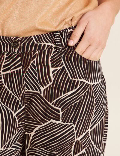 Pantalon large taille haute noir femme