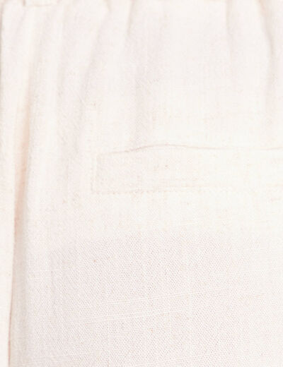 Pantalon large 7/8&egrave;me taille bascul&eacute;e beige femme