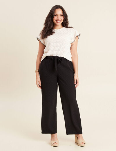 Pantalon flou droit 7/8ème noir femme