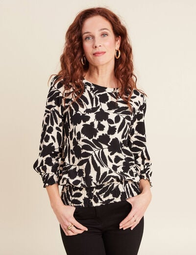 T-shirt manches 3/4 noir femme