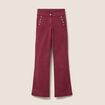 Pantalon coupe bootcut &agrave; pont bordeaux femme