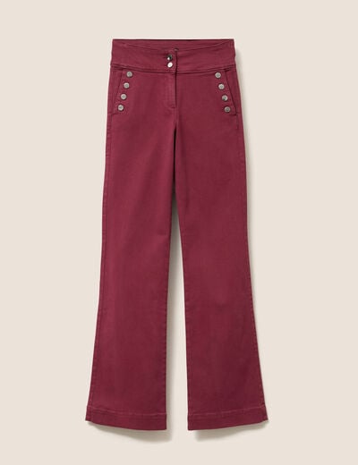 Pantalon coupe bootcut &agrave; pont bordeaux femme