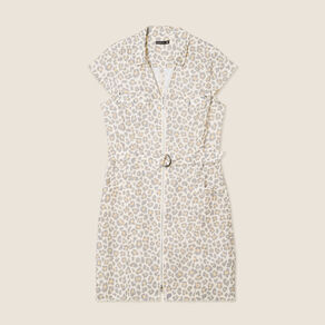 Robe droite zippée blanc femme