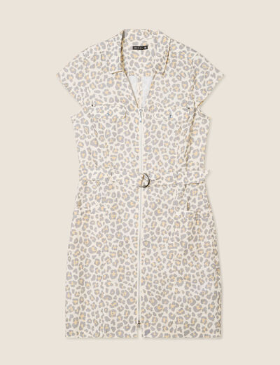 Robe droite zippée blanc femme