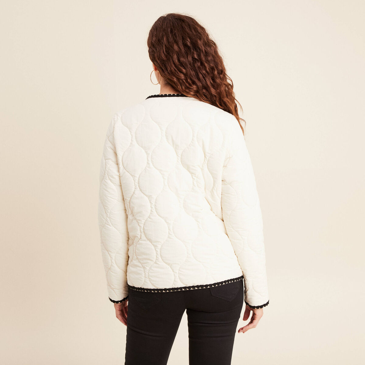 Doudoune sans col doublée ecru femme