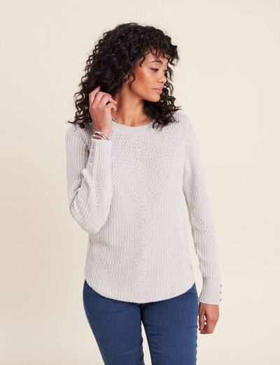 Pull manches longues gris clair femme