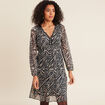 Robe zébrée à sequins évasée noir femme