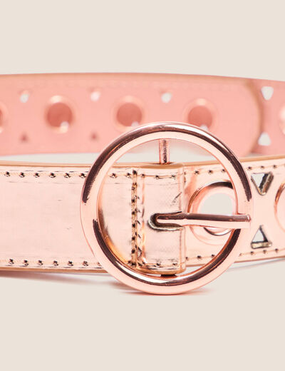 Ceinture à oeillets rose clair femme