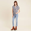 Blouse manches courtes nouée bleu femme