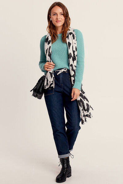 Jean large à coulisse denim brut femme