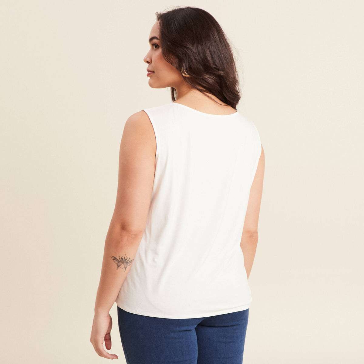 Débardeur sans manches ecru femme