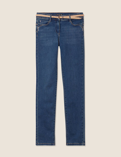Jean ajusté ceinturé denim stone femme