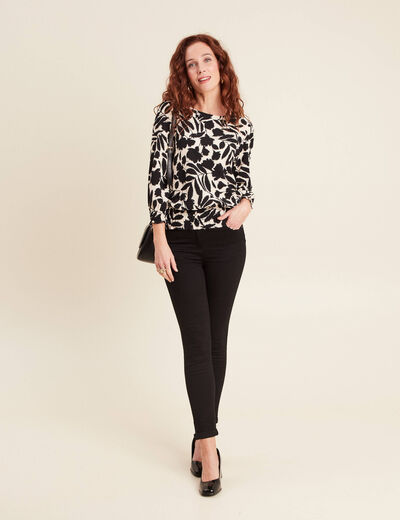 T-shirt manches 3/4 noir femme