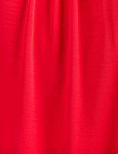 Robe courte &eacute;vas&eacute;e sans manches col rond rouge fluo femme