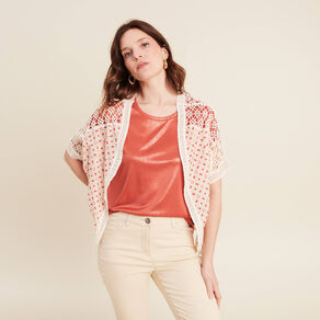 Veste esprit kimono marron foncé femme