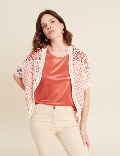 Veste esprit kimono marron foncé femme
