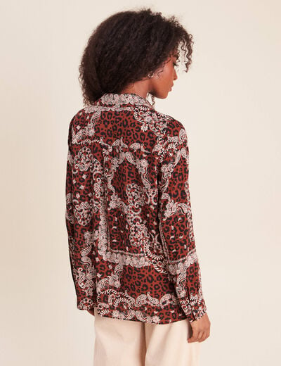 Chemise fluide manches longues marron femme