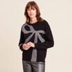 Pull col bateau manches longues noir femme