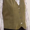 Veston sans manches satin vert olive femme