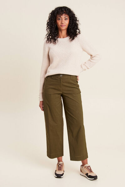 Pull manches longues creme femme