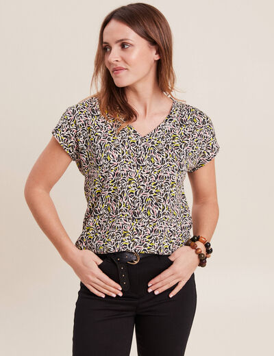T-shirt manches courtes vert anis femme
