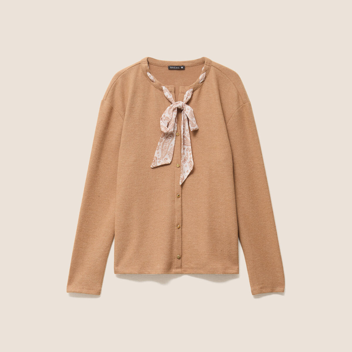 Cardigan manches longues beige femme