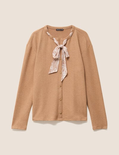 Cardigan manches longues beige femme