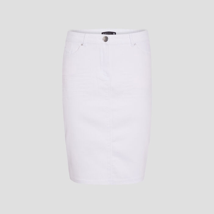 Jupe droite en jean blanc femme