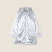 Parka métallisée à capuche gris argent femme
