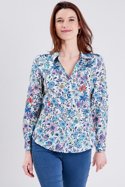 Chemise manches longues ecru femme