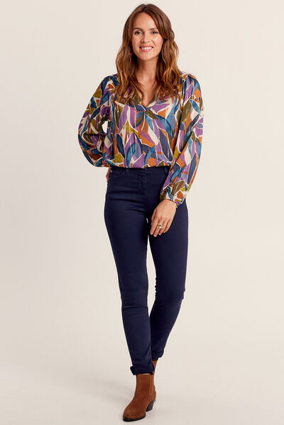 Jean magique ajusté taille standard bleu marine femme