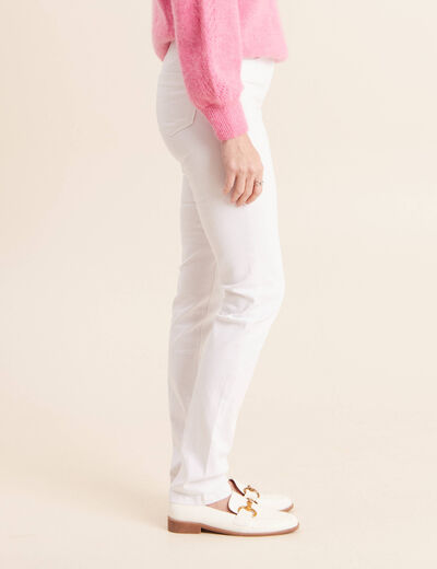 Jean coupe ajust&eacute;e long blanc femme