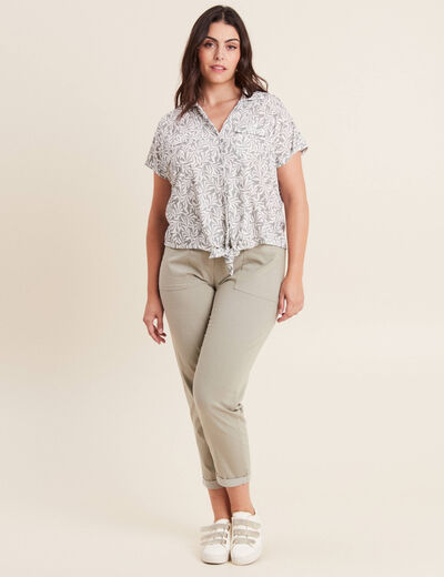 T-shirt manches courtes vert kaki femme