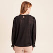 Blouse col v manches longues noir femme
