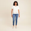 Jean coupe ajust&eacute;e 7/8&egrave;me taille haute denim double stone femme