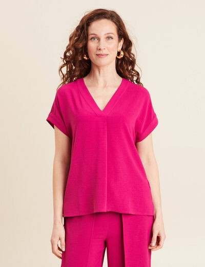 Blouse manches courtes rose fushia femme
