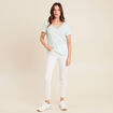 T-shirt manches courtes col en V bleu turquoise femme