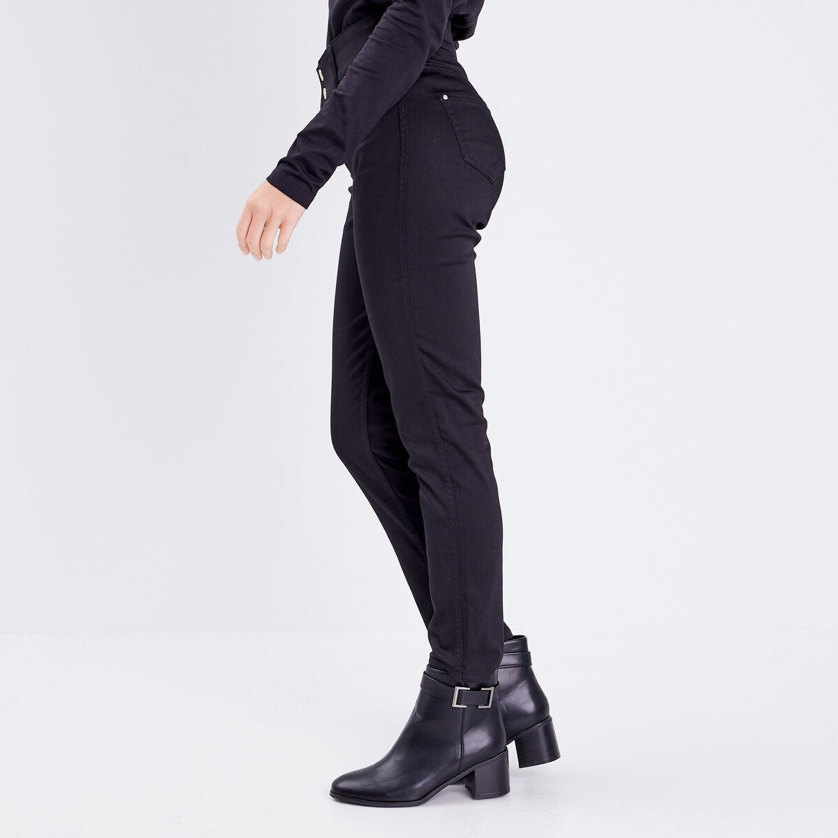 Pantalon ajusté réversible noir femme