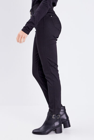 Pantalon ajusté réversible noir femme