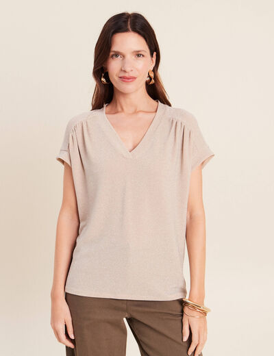 T-shirt manches courtes couleur or femme
