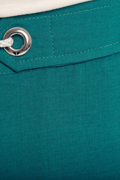 Pantalon large fluide vert foncé femme