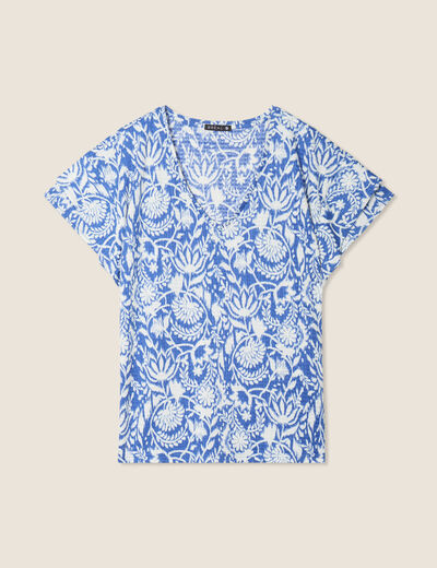 T-shirt manches courtes bleu femme