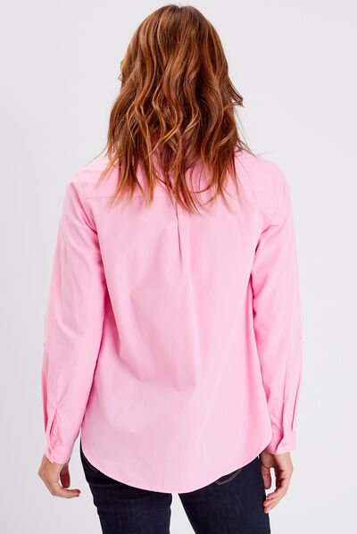 Blouse manches longues rose vif femme