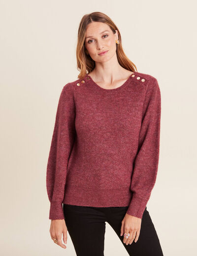 Pull manches longues rouge foncé femme
