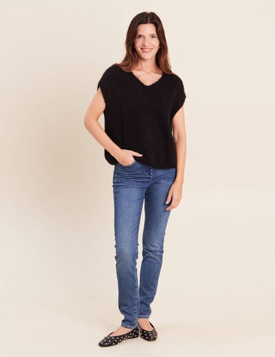 Pull sans manches noir femme