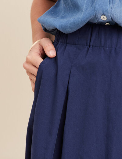 Jupe longue évasée femme bleu foncé femme