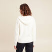 Gilet mi-long à capuche bas resserré ecru femme