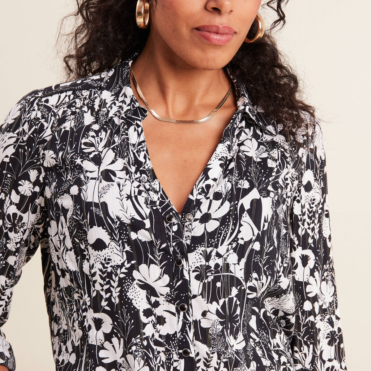 Chemise manches longues noir femme