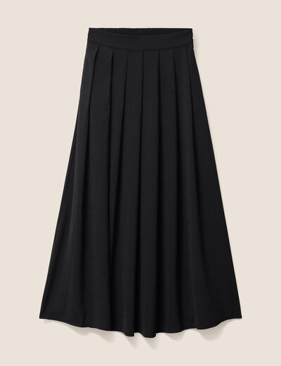 Jupe longue évasée fluide noir femme