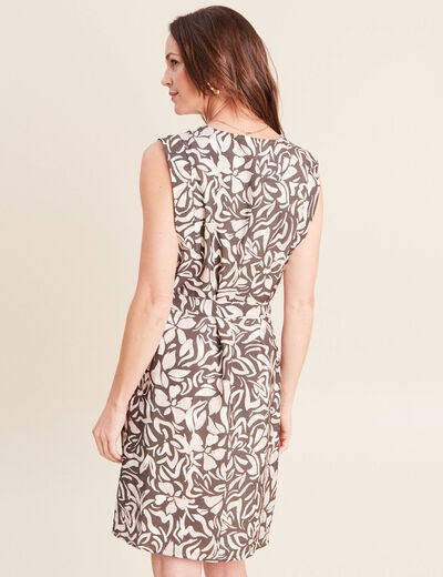 Robe droite courte sans manches col v vert femme